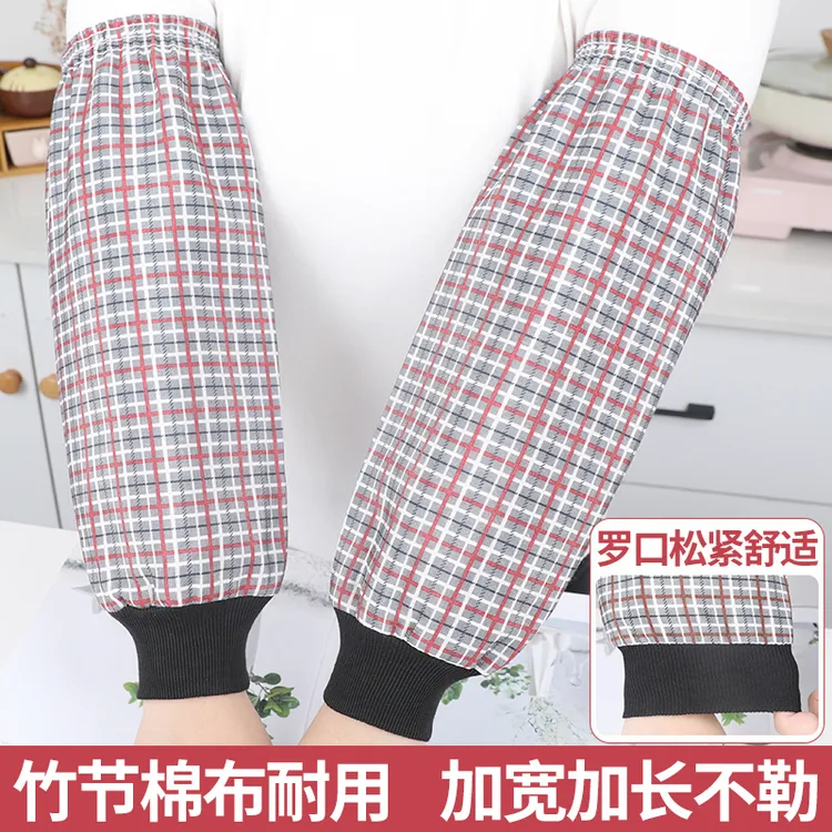 罗口竹节棉袖套女款上班耐脏干活加肥纯棉护袖男工作耐磨厨房套袖