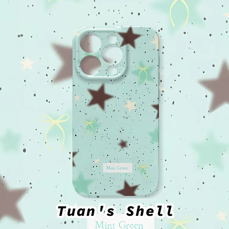 薄荷绿星星菲林软壳适用于苹果/华为/VIVO/OPPO小米卡通手机壳