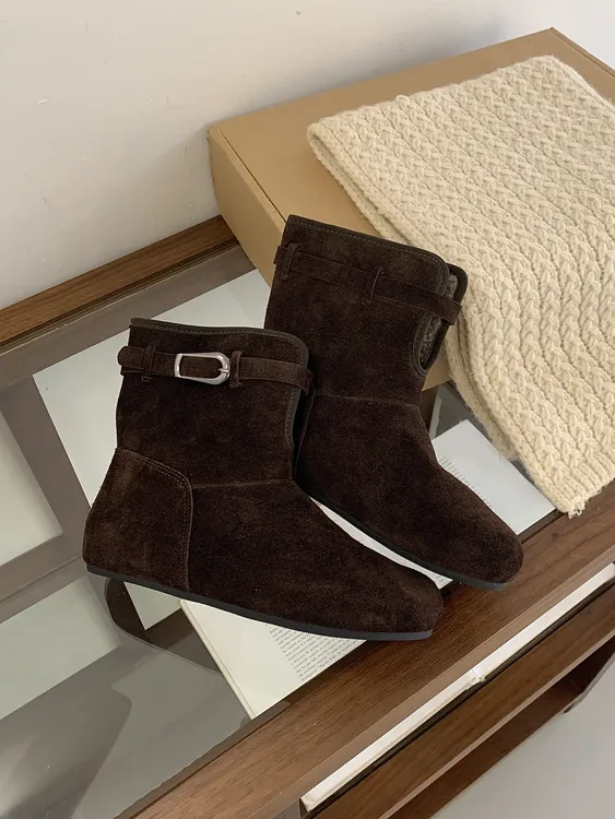 真皮保暖磨砂皮短筒青年时尚雪地靴厚底加绒秋冬平底韩版短靴