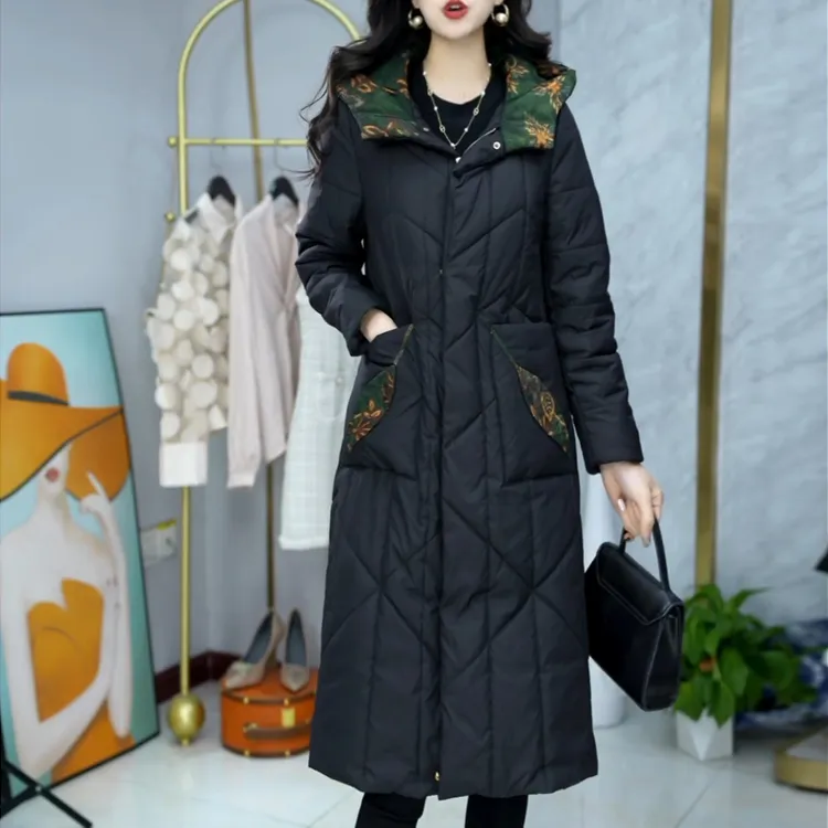 休闲复古加厚连帽保暖棉服女2025冬季新款女士时尚修身显瘦棉外套