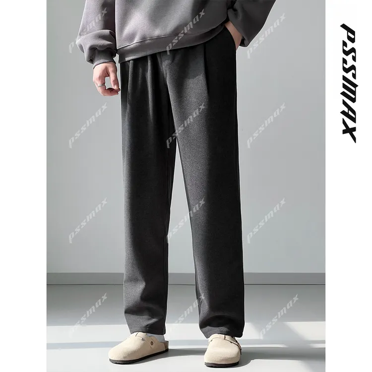 【现货】胖俗俗PSSMAX【特定柳叶裁片】秋冬裆部加宽加厚毛呢休闲裤男