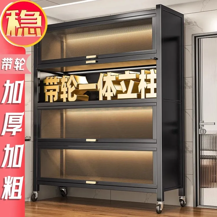 新款带轮厨房餐边柜可移动橱柜防尘落地多层微波炉厨柜储物收纳柜