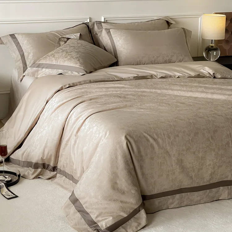 轻奢高级感长绒棉四件套全棉提花被套床单纯棉贡缎四季款床上用品