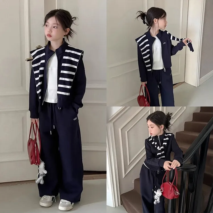 女中大童6-12岁套装秋装2025新款女孩洋气学院风童装儿童早秋穿搭