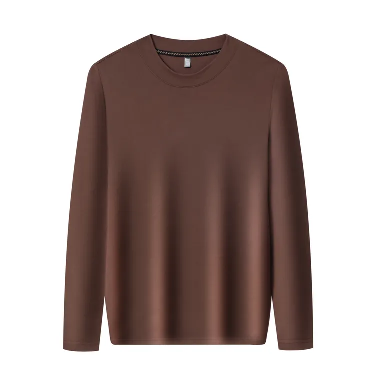 长袖秋季男式打底衫纯色休闲圆领套头款百搭简约时尚保暖含山羊绒