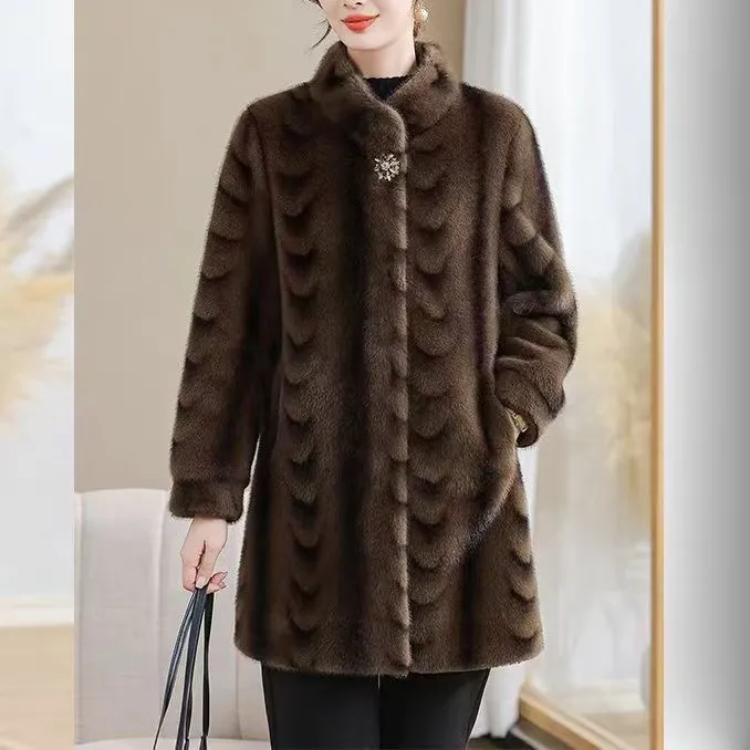 中长款常规纯色常规款韩版女装显瘦时髦小姨风秋冬气质外套冬季