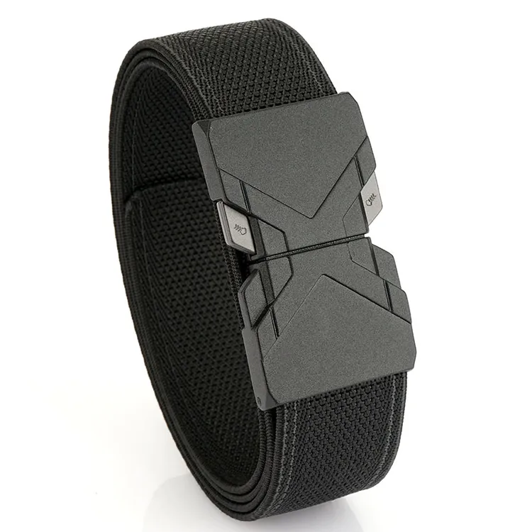 快插扣弹力腰带合金2025男士新款帆布尼龙编织松紧战术皮带裤腰带