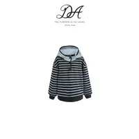 Dolly Ave「无界系列」高定天丝混纺撞色条纹男女同穿秋冬连帽卫衣