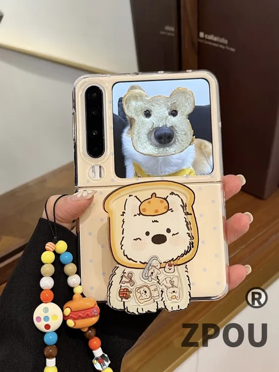  适用华为PuraX典藏版折叠屏手机壳波点吐司西高地pocket2支架P50