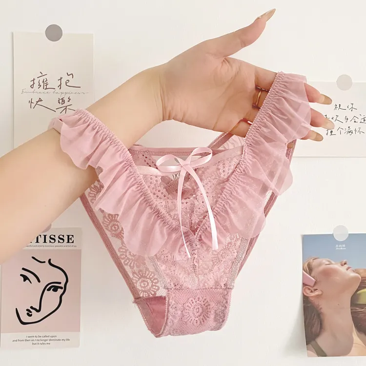 爱欲小腰精~性感蕾丝内裤女士镂空低腰纯欲透气棉档三角裤女生