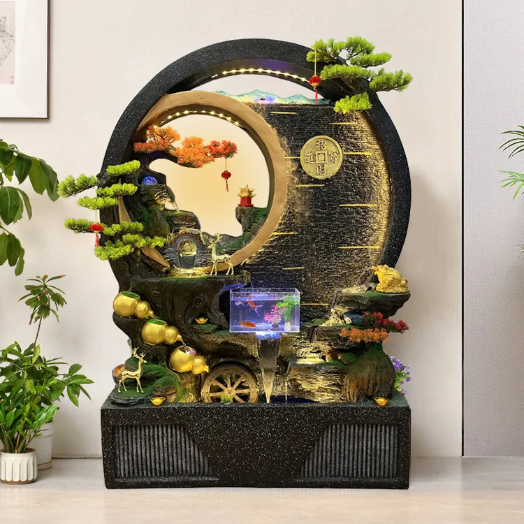 假山流水循环水屏风落地摆件喷泉水幕墙办公室客厅装饰品流水摆件