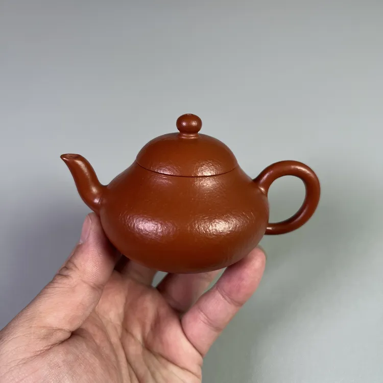 御壶清茗+梨形壶+100CC+赵庄朱泥+全手工制作+做工精致宜兴紫砂壶