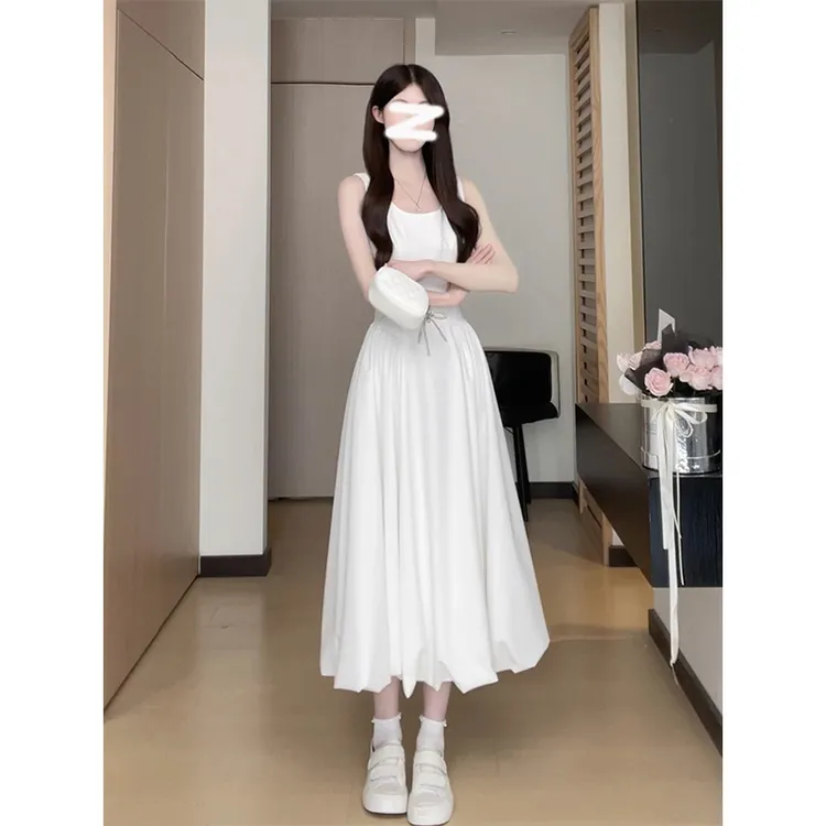 法式千金清冷感贵系收腰背心长裙裙子女夏季财阀小众高级感连衣裙
