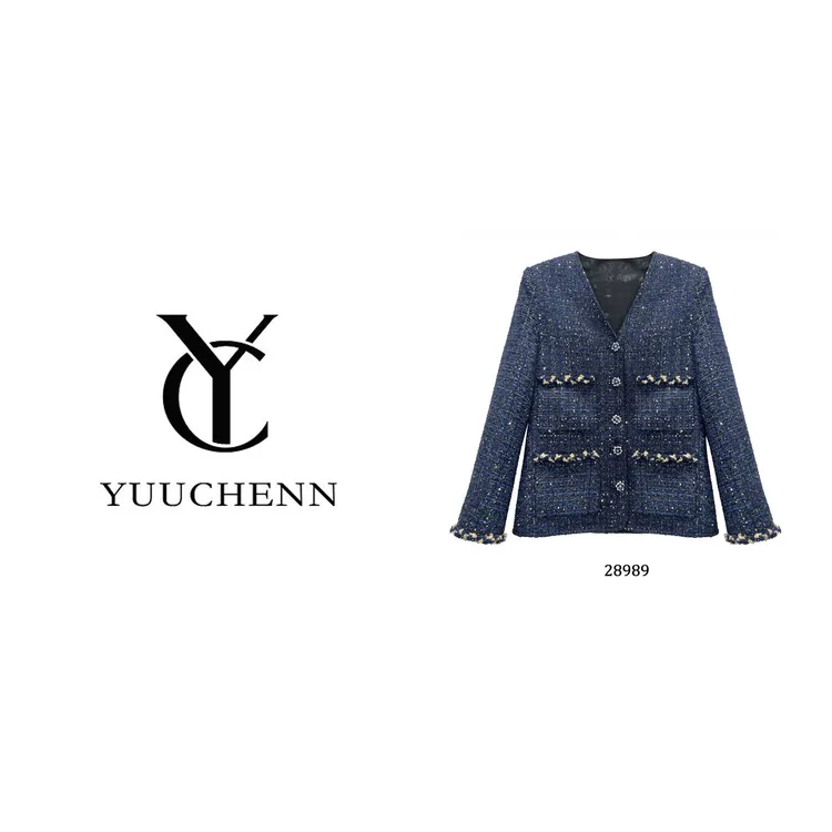 YUUCHENN  时尚轻奢气质高级重工设计师秋季小香风外套 28989