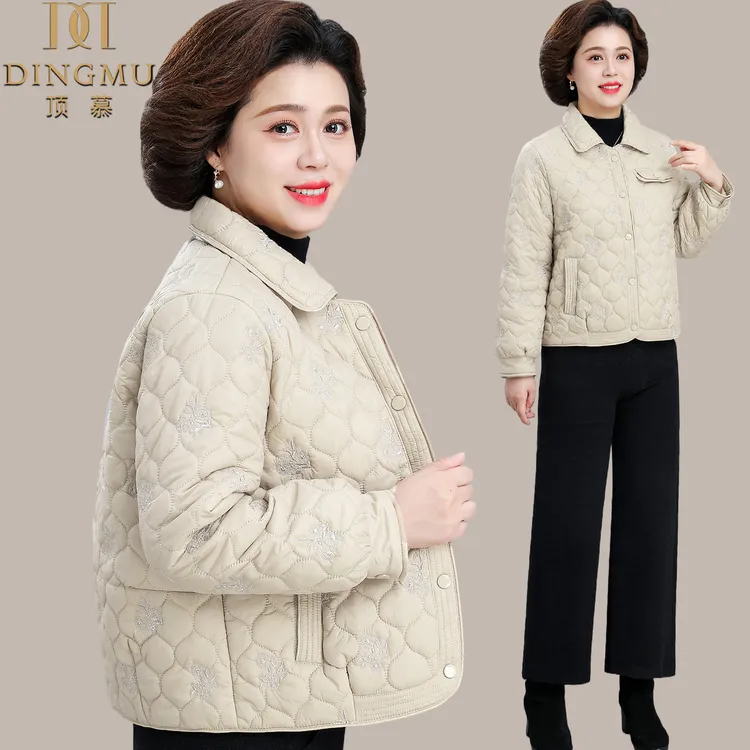 中老年女妈妈装小个子洋气秋冬轻薄棉服2025新款时尚冬装棉袄外套