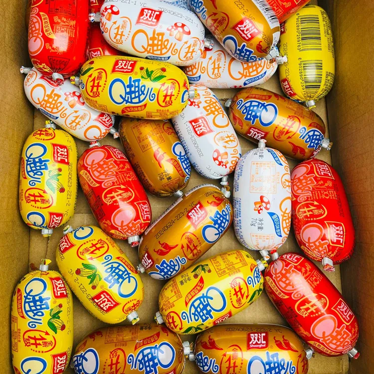 Q趣肠70g玉米味孜然蘑菇香辣香肠即食休闲零食小吃火腿肠整箱