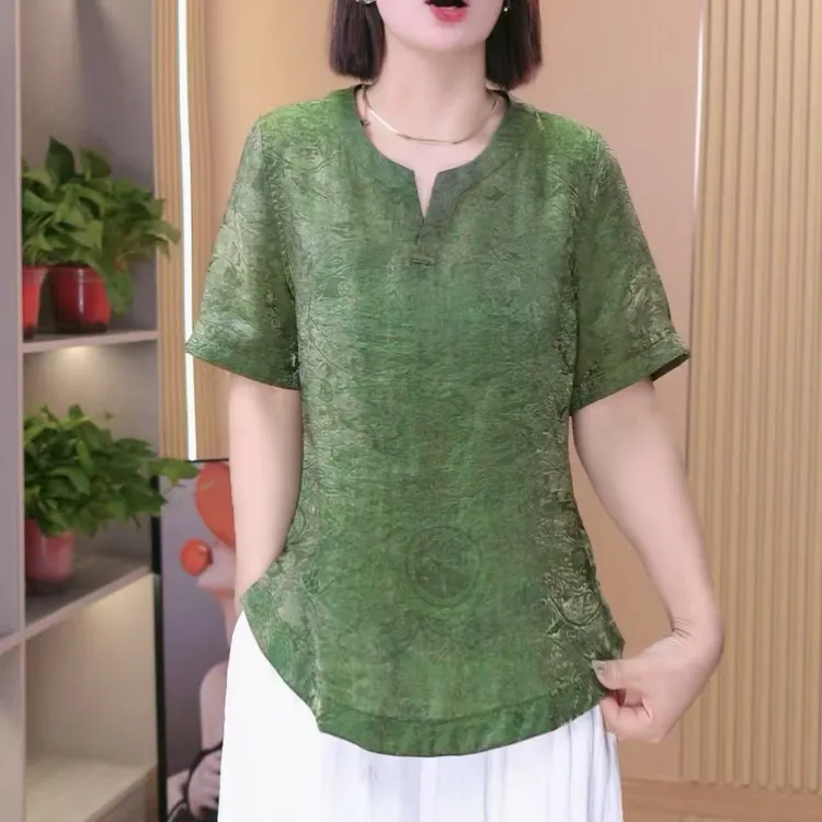 【万古长青-提花缎小衫】绿国风花萝双面穿小衫