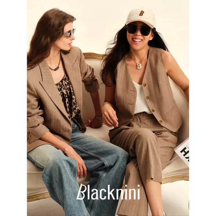 blacknini"墨尔本"意大利LTGF条纹西装外BE01DF016