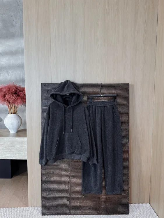 MZX 松弛绒感双面绒保暖休闲运动套装连帽卫衣长裤TZ7111-Z