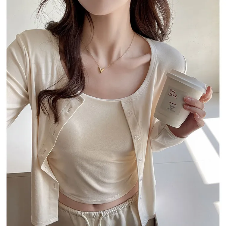 A莫代尔针织防晒开衫外套夏季薄款空调衫纯色高级感长袖百搭上衣