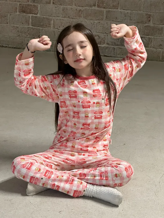 卡通风居家保暖休闲风家居服睡衣儿童套装碎花秋冬款