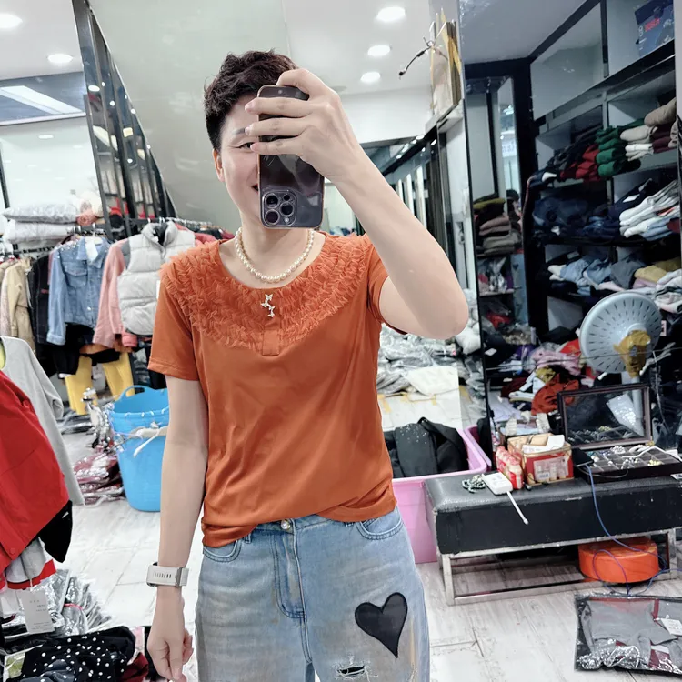 韩货优质耐穿新款4色胸针款上衣6187品