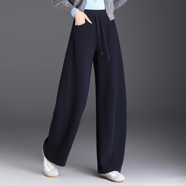 正品哥弟新款秋冬季宽松显瘦休闲长裤松紧高腰时尚百搭阔腿弯刀裤