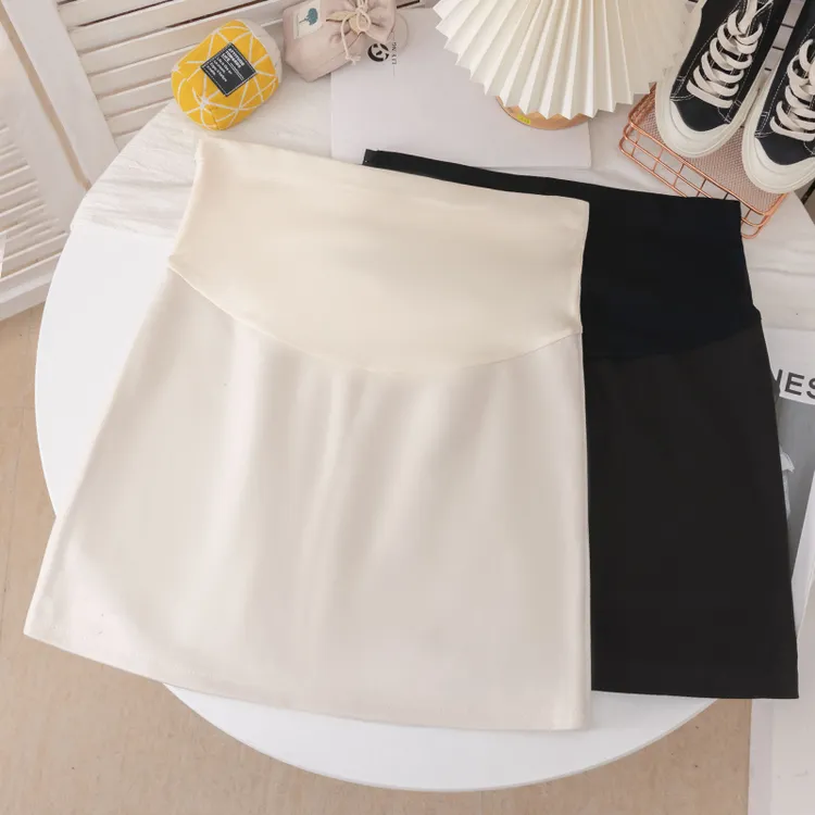 孕妇短裙小个子春秋时尚高腰显瘦短裙外穿托腹休闲百搭A字半身裙