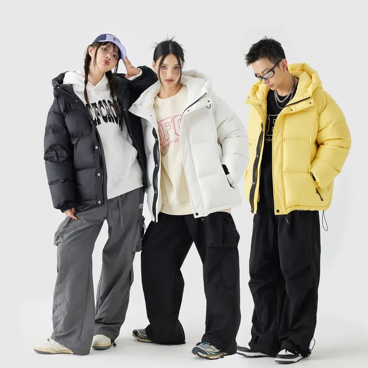 阿叔连帽轻薄鹅绒服男冬季新款保暖防寒简约纯色休闲外套XL-02