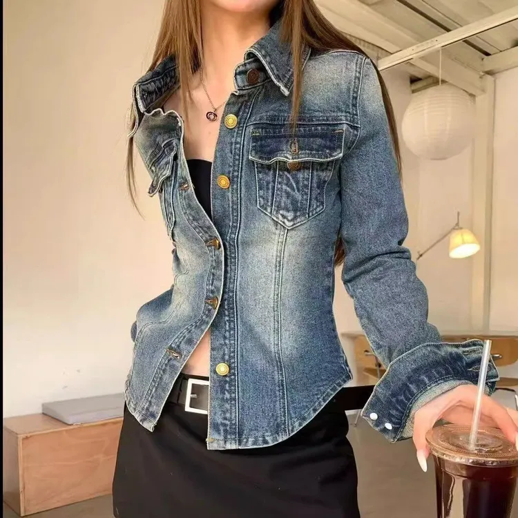 美式水洗复古小众牛仔外套女2025春季新款修身显瘦休闲夹克上衣潮