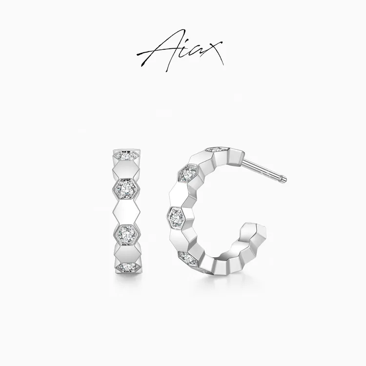 AIAX 镀K金 轻奢气质设计法国精致镶嵌小巧百搭气质耳环TSL1194