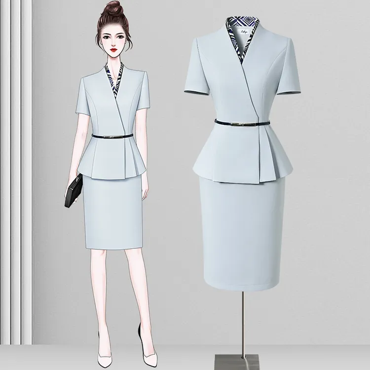 西装裙短袖职业女裙套装正装商务通勤气质西服套裙高端时尚修身