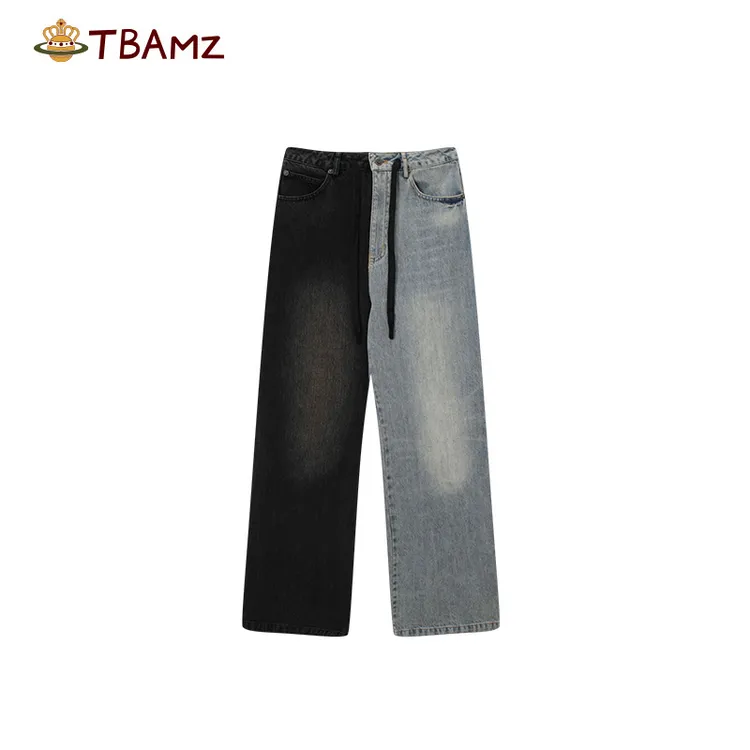 【口口专属】TBAMZ 双色拼接潮酷感破洞牛仔裤 8125CK230