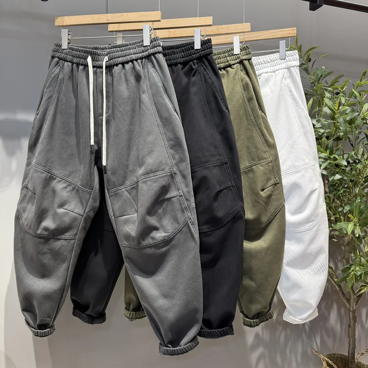 冬款保暖加绒工装弯刀棉布拉链工装大兜束脚百搭休闲潮裤828