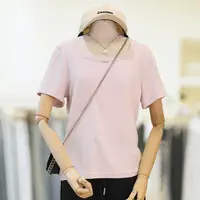 zaw大码女装U领短袖T恤宽松百搭胖mm遮肉显瘦加大打底上衣/25078