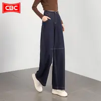 CBC丹宁色牛仔弯刀裤女2025新款秋季高端美式长裤微弧形镰刀裤子