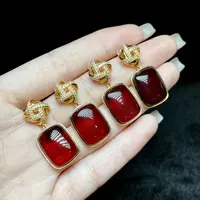【云上好物】11 DS92904-S925银血珀耳钉-多样性发一件-15x11mm（JG）