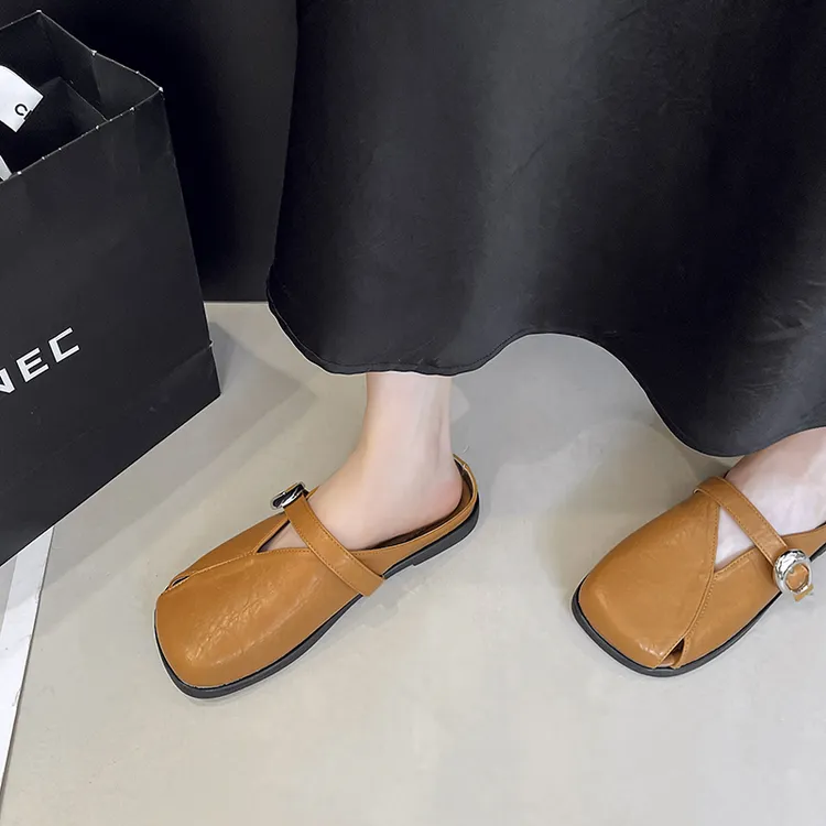 平底法式包头拖鞋女鞋2025夏季新款外穿时尚百搭懒人一脚蹬半拖鞋