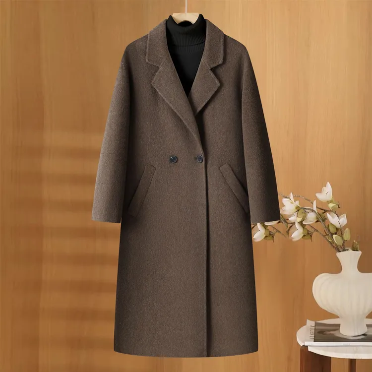 双面呢大衣 女士中长款 加厚冬季呢大衣时尚韩版宽松