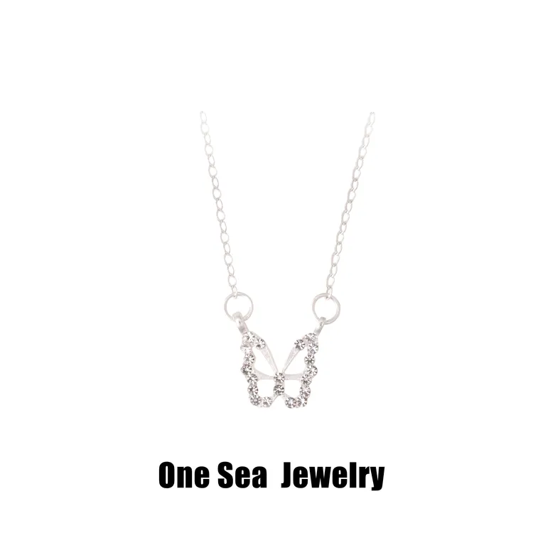 钛钢项链 时髦好物蝴蝶项链女气质轻奢百搭坠链闪亮锆石锁骨链