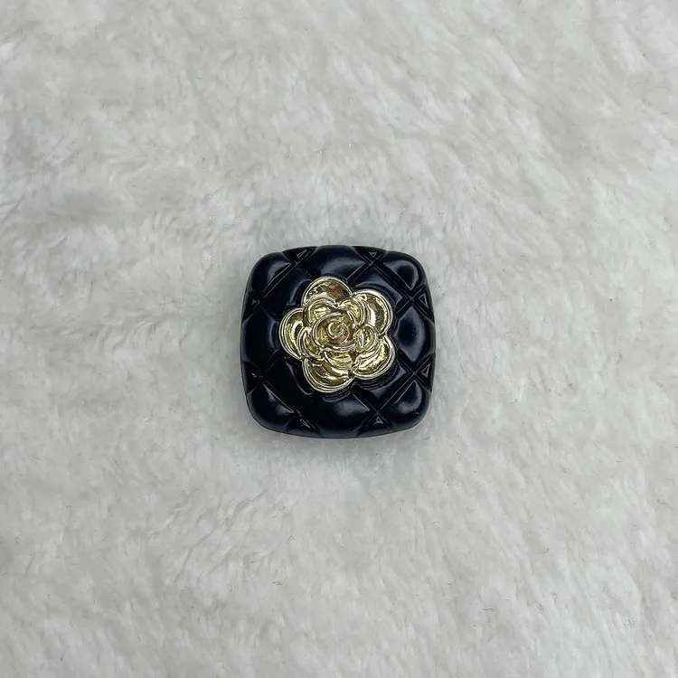 小香风高档方形山茶花金属装饰扣大衣风衣外套扣（满两件包邮）