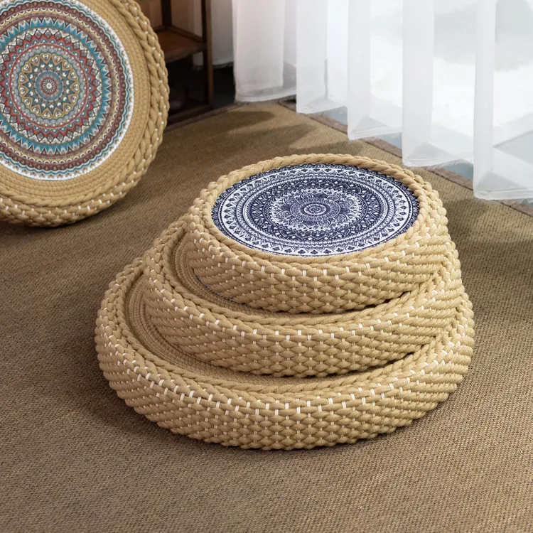 草编蒲团坐垫日式榻榻米坐墩客厅地上加厚实木藤编打坐禅修垫拜垫