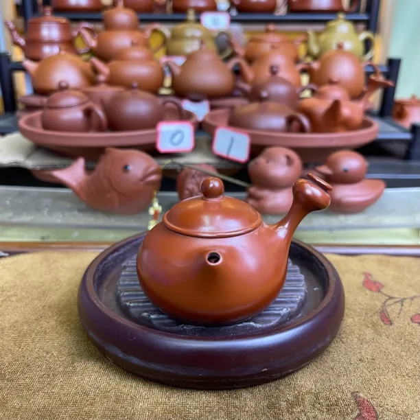 【小侧把+葫芦壶+日月星辰】潮州手拉壶原矿朱泥全手工功夫茶纯手工