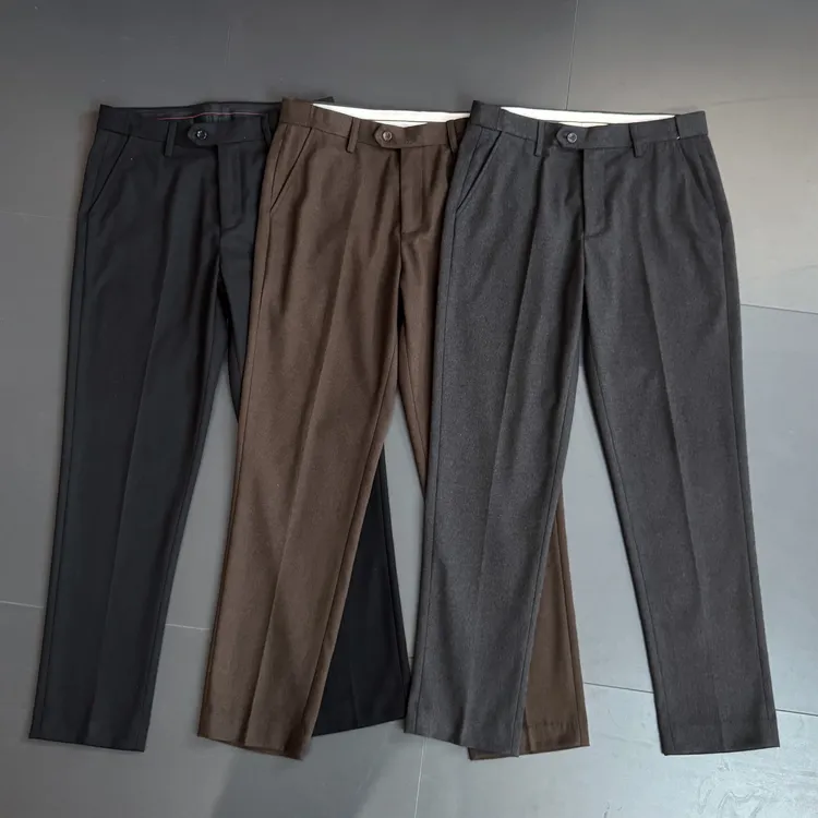 冬季加厚(隐形松紧腰)小直筒休闲西裤长裤