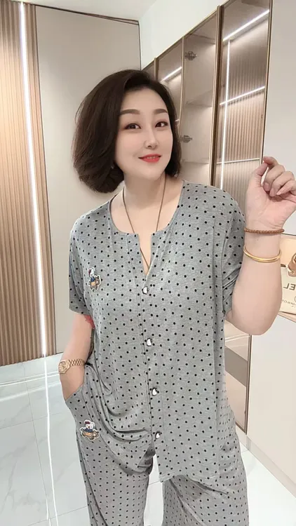 【聪姐推荐】25209甜美波点卡通螺纹棉家居服（衣长73，胸围134）