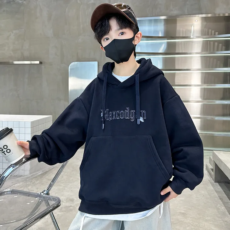 儿童装男童冬装加绒连帽卫衣2025新款大童秋冬款男孩加厚冬季上衣