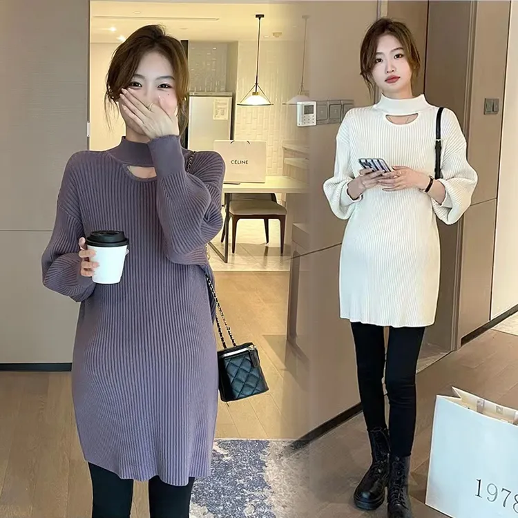 2026新款孕妇时尚套装气质秋冬款设计感加厚针织衫+打底裤两件套