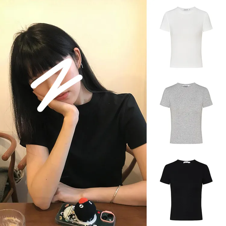 Moses Queen/魔西女王掐腰正肩t恤时髦凉感短袖女辣妹短款打底衫