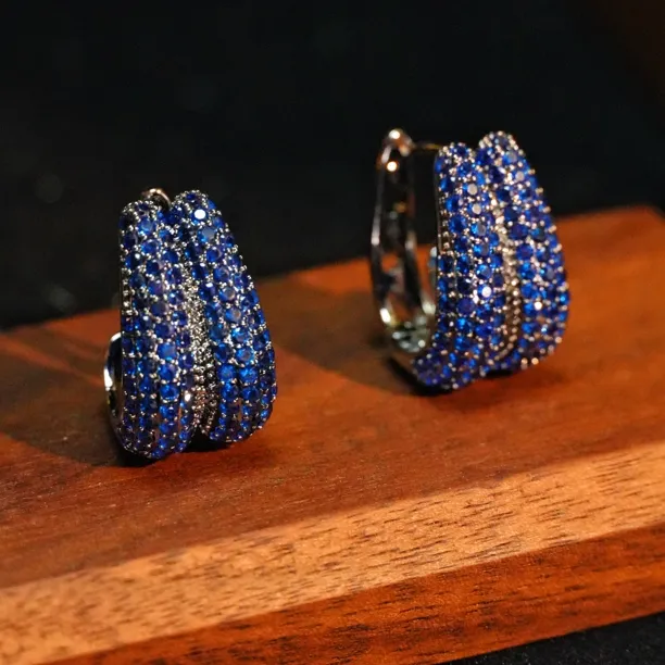 铜合金耳饰 A071 法式秋冬双圈百搭气质优雅女神时尚简约耳环