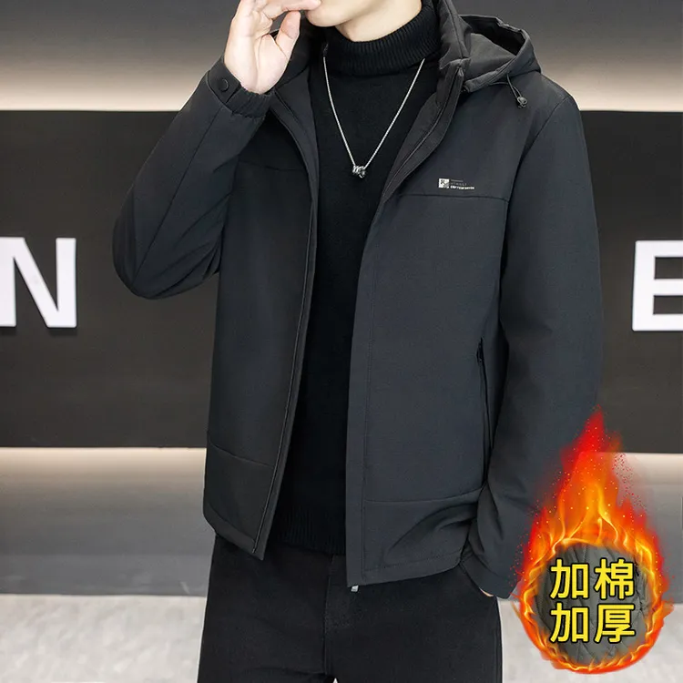 2025新款冬季男装加棉加厚夹克休闲外套中青年羊毛保暖时尚棉